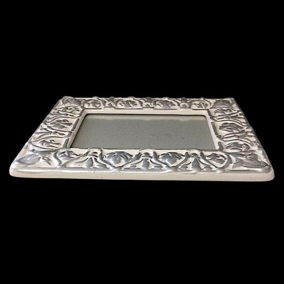 Ornate Picture Frame Ceramic Silver White Wash Detail 5x7 Victorian Deco Style - Picture 11 of 16